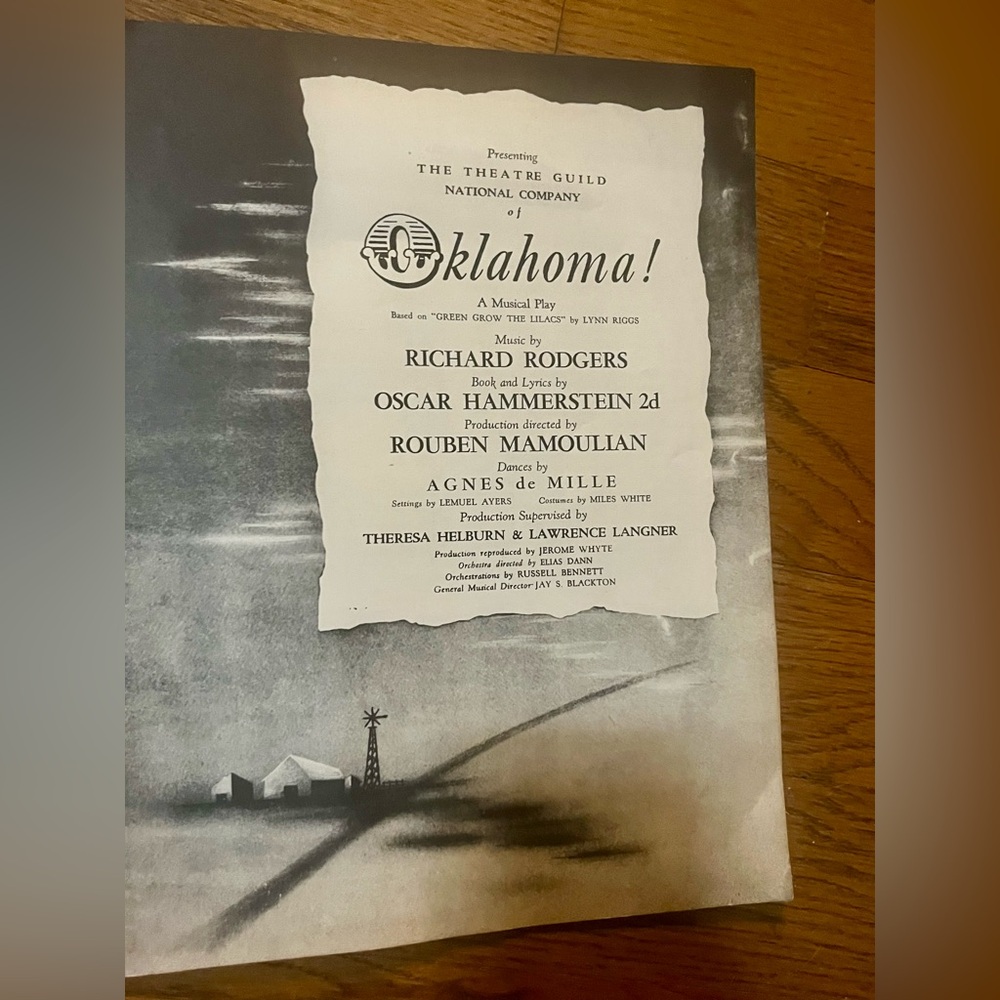 Vtg 1940s Oklahoma! Musical Vintage Playbill Theatre Guild Rodgers Hammerstein
